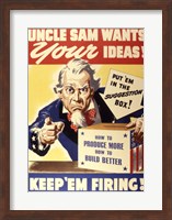 Framed Uncle Sam Wants Your Ideas Keep 'Em Firing