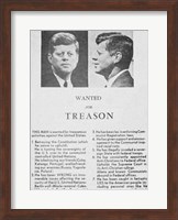 Framed JFK Wanted Dallas, 1963