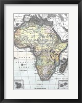Framed Map of Africa from Encyclopaedia Britannica 1890