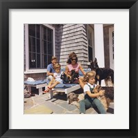 Framed Photograph of Kennedy Family with Dogs During a Weekend at Hyannisport