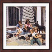 Framed Photograph of Kennedy Family with Dogs During a Weekend at Hyannisport