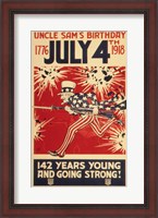 Framed Uncle Sam's Birthday 1776 July 4th 1918