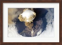 Framed Sarychev Peak Volcano from Nasa Satelite Photo