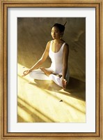 Framed High angle view of a young woman meditating