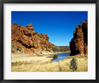 Framed Lake surrounded by rocks, Glen Helen Gorge, Northern Territory, Australia