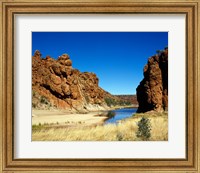 Framed Lake surrounded by rocks, Glen Helen Gorge, Northern Territory, Australia