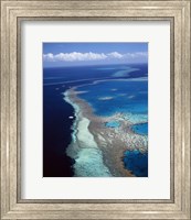 Framed Aerial view of a coastline, Hardy Reef, Great Barrier Reef, Whitsunday Island, Australia