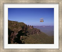 Framed Cable car approaching a cliff, Blue Mountains, Katoomba, New South Wales, Australia