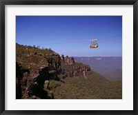 Framed Cable car approaching a cliff, Blue Mountains, Katoomba, New South Wales, Australia