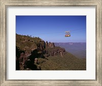 Framed Cable car approaching a cliff, Blue Mountains, Katoomba, New South Wales, Australia