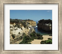Framed High angle view of rock formations on the coast, Loch Ard Gorge, Port Cambell National Park, Victoria, Australia