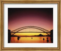 Framed Silhouette of a bridge across a harbor, Sydney Harbor Bridge, Sydney, New South Wales, Australia