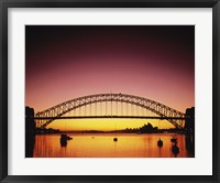 Framed Silhouette of a bridge across a harbor, Sydney Harbor Bridge, Sydney, New South Wales, Australia
