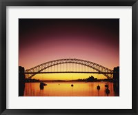 Framed Silhouette of a bridge across a harbor, Sydney Harbor Bridge, Sydney, New South Wales, Australia