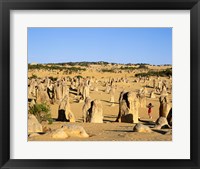 Framed Rock formations in the desert, The Pinnacles Desert, Nambung National Park, Australia