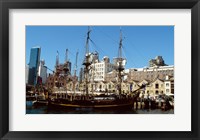 Framed Sailing ship moored in a harbor, Waterfront Restaurant, Sydney, New South Wales, Australia