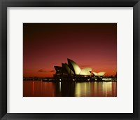 Framed Opera house lit up at night, Sydney Opera House, Sydney, Australia