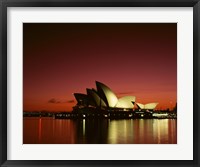 Framed Opera house lit up at night, Sydney Opera House, Sydney, Australia