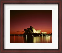 Framed Opera house lit up at night, Sydney Opera House, Sydney, Australia