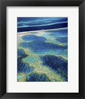 Framed Aerial view of a coastline, Great Barrier Reef, Australia