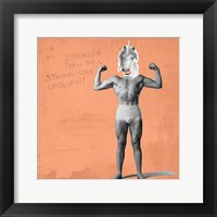 Framed Muscle Man Unicorn