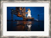Framed Brightly Lit Atlantis STS-135 on Launch Pad