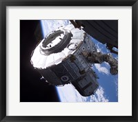 Framed ISS Quest Module Instalation of International Space Station