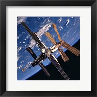 Framed Mir Space Station And Earth