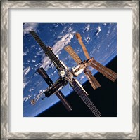 Framed Mir Space Station And Earth