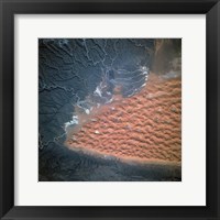 Framed Spectacular view of dune fields in Algeria photographed from orbit