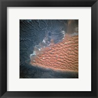 Framed Spectacular view of dune fields in Algeria photographed from orbit
