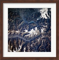 Framed Swiss alps from space taken by Atlantis
