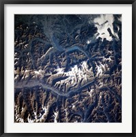 Framed Swiss alps from space taken by Atlantis