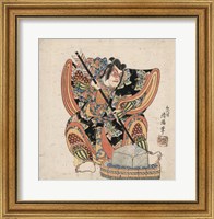 Framed Samurai Sharpening His Weapon