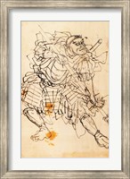 Framed Samurai holding a halberd