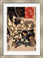 Framed Yamamoto Kansuke fighting a giant boar