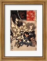 Framed Yamamoto Kansuke fighting a giant boar