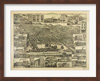 Framed Topographic View of the City of Reading PA. 1881
