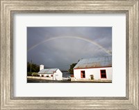 Framed Rainbow over a cottage, Cloonee Lakes, County Kerry, Munster Province, Ireland