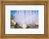 Framed USA, California, Stockton, Weber Point Events Center, Rainbow created by water splashing from fountain