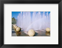 Framed USA, California, Stockton, Weber Point Events Center, Rainbow created by water splashing from fountain