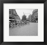 Framed Cyclists in action tour de france 1960