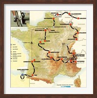 Framed Tour de France 1992 map