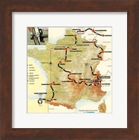 Framed Tour de France 1992 map