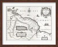 Framed 1635 Blaeu Map Guiana, Venezuela, and El Dorado