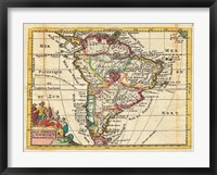 Framed 1747 La Feuille Map of South America