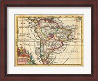 Framed 1747 La Feuille Map of South America