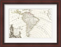 Framed 1762 Janvier Map of South America