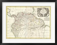 Framed 1771 Bonne Map of Tierra Firma