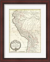 Framed 1775 Bonne Map of Peru, Ecuador, Bolivia, and the Western Amazon